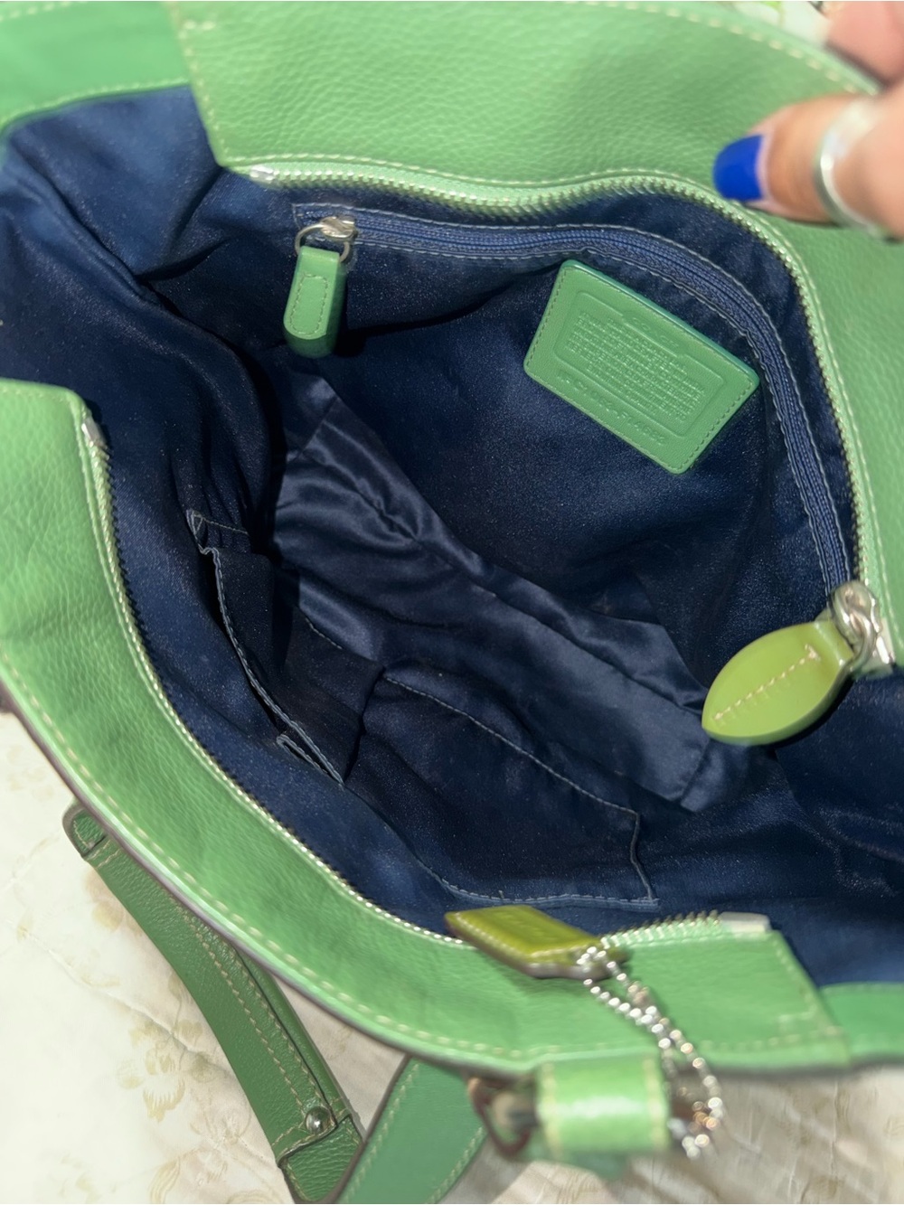 Coach Vintage Pebbled Leather Penelope Lunch Tote Bag in Sea Foam Green. - Picture 14 of 16